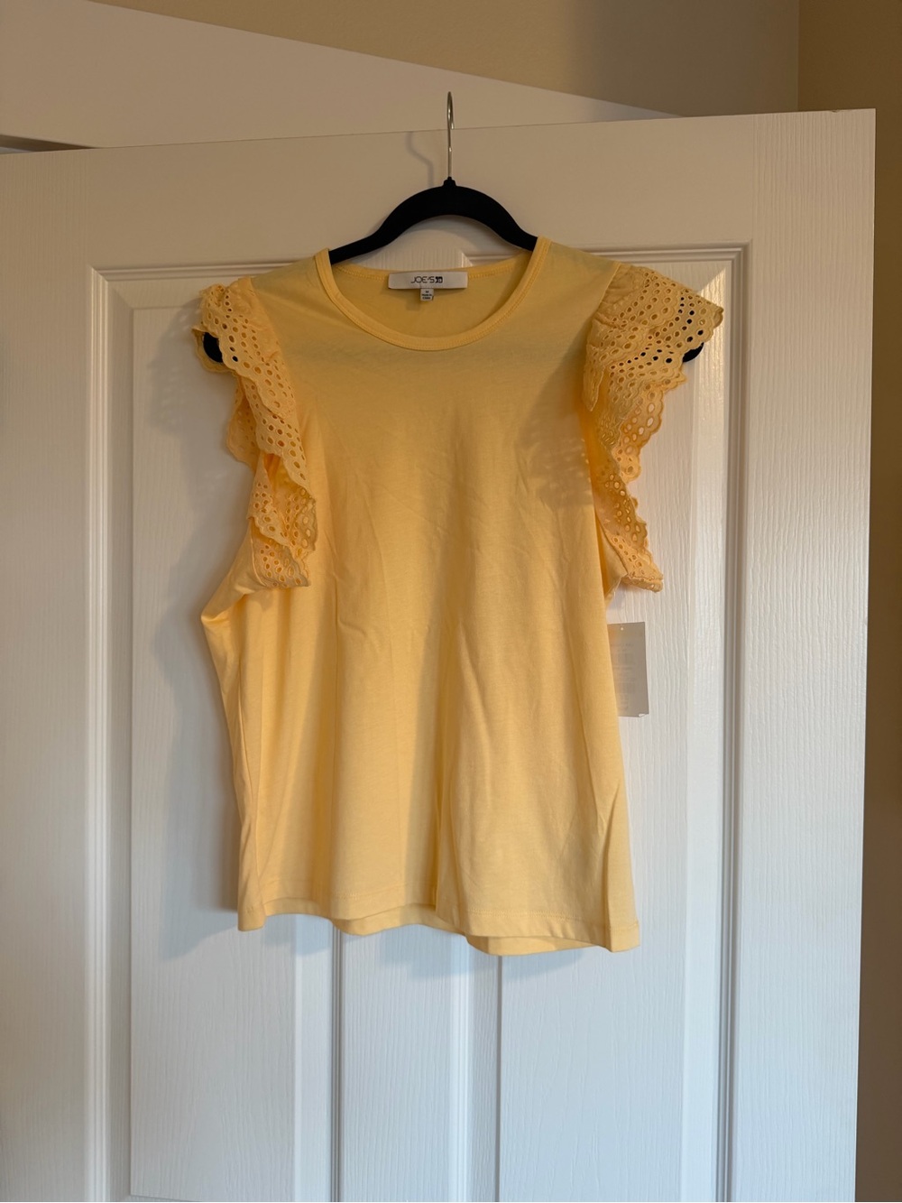 Joe's Jeans Yellow Eyelet Ruffle Tank